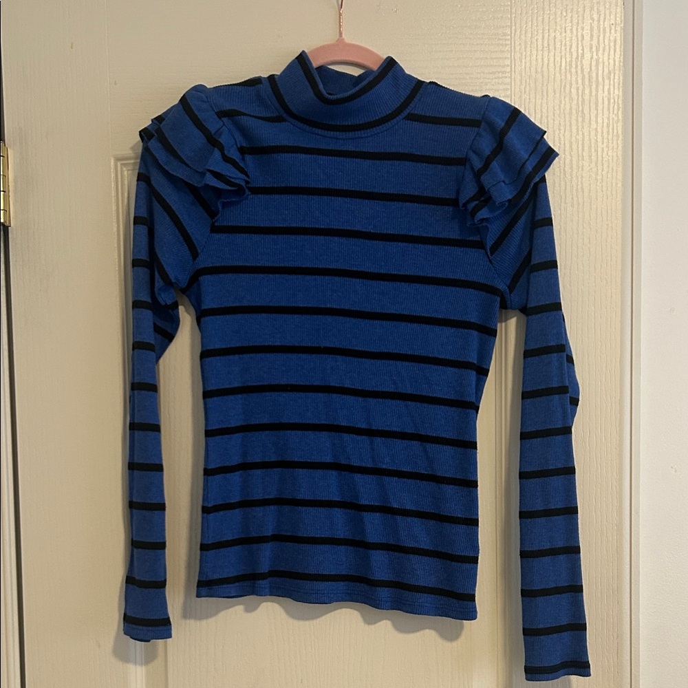 T.La Blue and Black Striped Knit Top